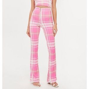Topshop Pink Plaid Flares